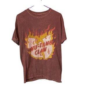 Wu-Tang Clan Fire Logo Graphic Tee Brown Medium Hip Hop Streetwear Band Tee